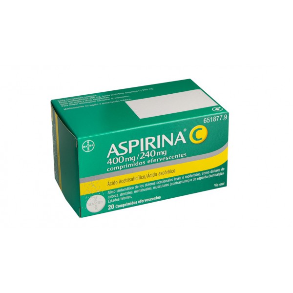 ASPIRINA C 400 mg/240 mg COMPRIMIDOS EFERVESCENTES, 20...