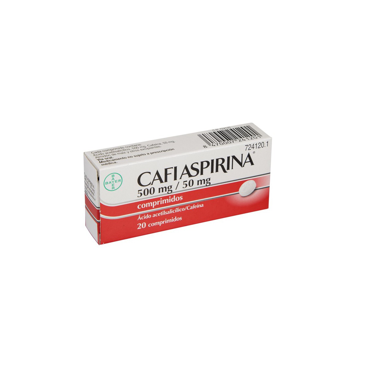 CAFIASPIRINA 500 mg/50 mg COMPRIMIDOS, 20 comprimidos
